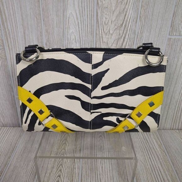 Miche Womens Zebra Animal Print Shell Bag Purse Cover Black White Yellow - Picture 5 of 6